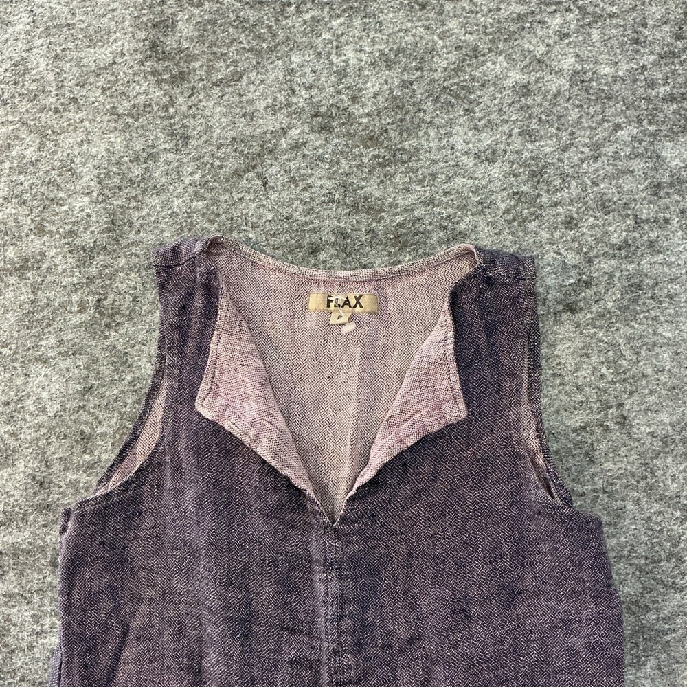 Flax Natural Linen Boho Lagenlook Purple Women's Sleeveless Tank Top Size P - Picture 2 of 4